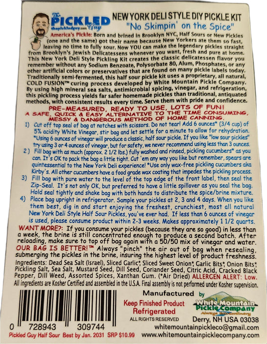 The Pickled Guy Licensed to Dill! Half Sour Dill Pickling Kit