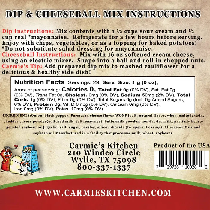 Carmie's Kitchen - Peppercorn Parmesan Dip Mix