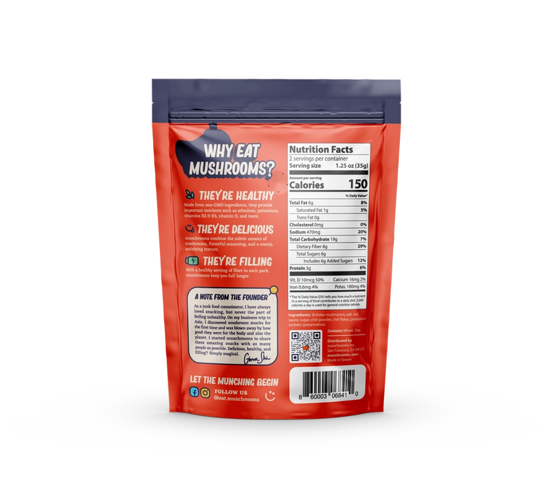 Munchrooms - Hot & Spicy Chilli Pepper Mushroom Jerky