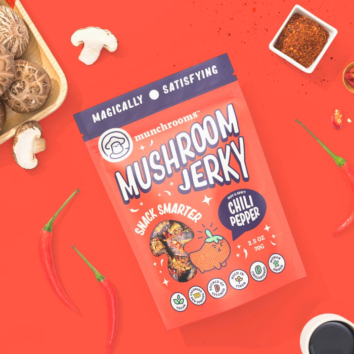 Munchrooms - Hot & Spicy Chilli Pepper Mushroom Jerky
