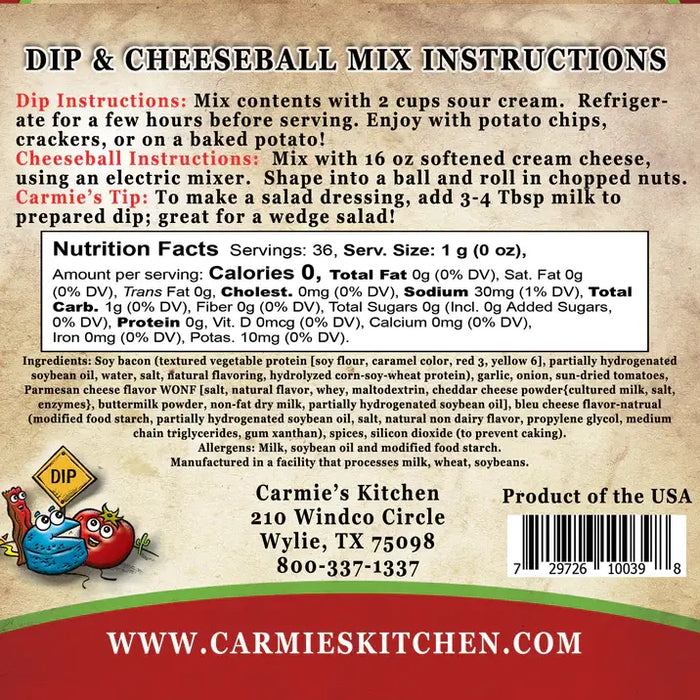 Carmie's Kitchen - Bleu Cheese Bacon & Tomato Dip Mix