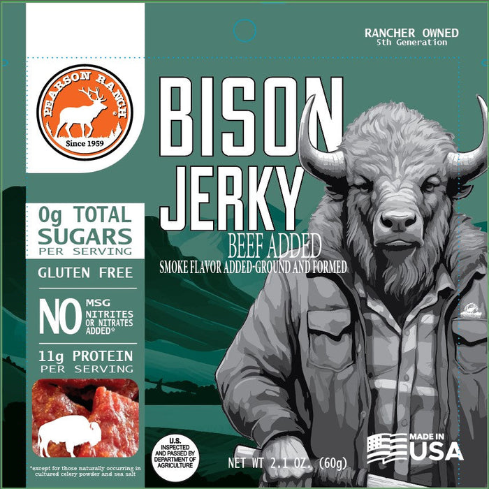Pearson Ranch Jerky - Bison Jerky - 2.1oz Resealable Bag