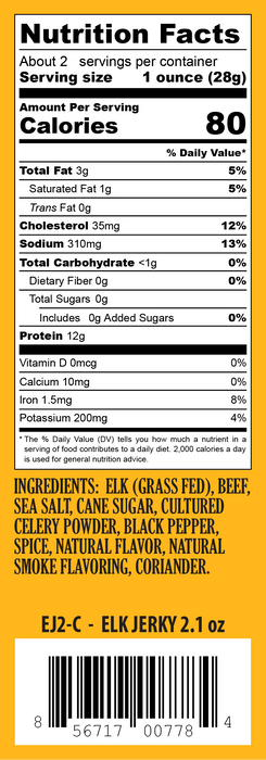 Pearson Ranch Jerky - Elk Jerky - 2.1oz Resealable Bag