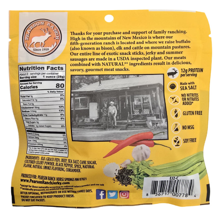 Pearson Ranch Jerky - Elk Jerky - 2.1oz Resealable Bag