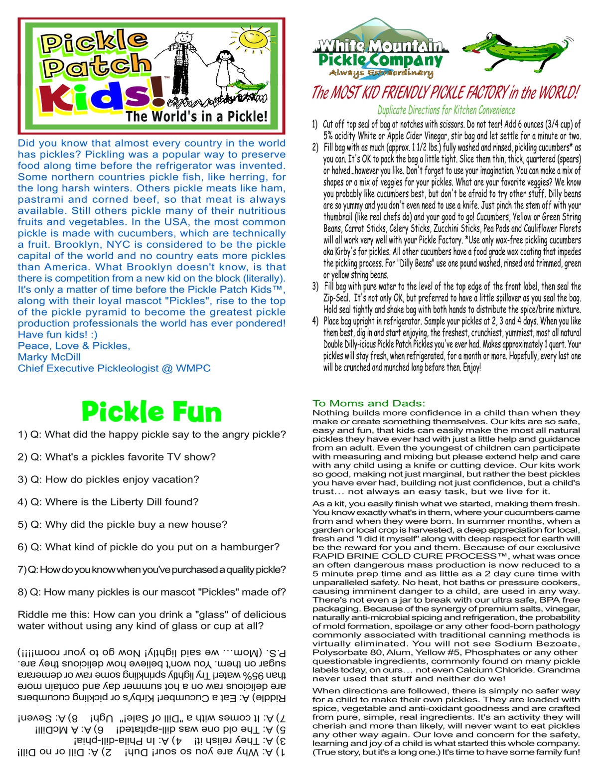Pickle Patch White Mountain Pickle Co. - Pickle Patch Kids Pickling Kit – Eatin-Good