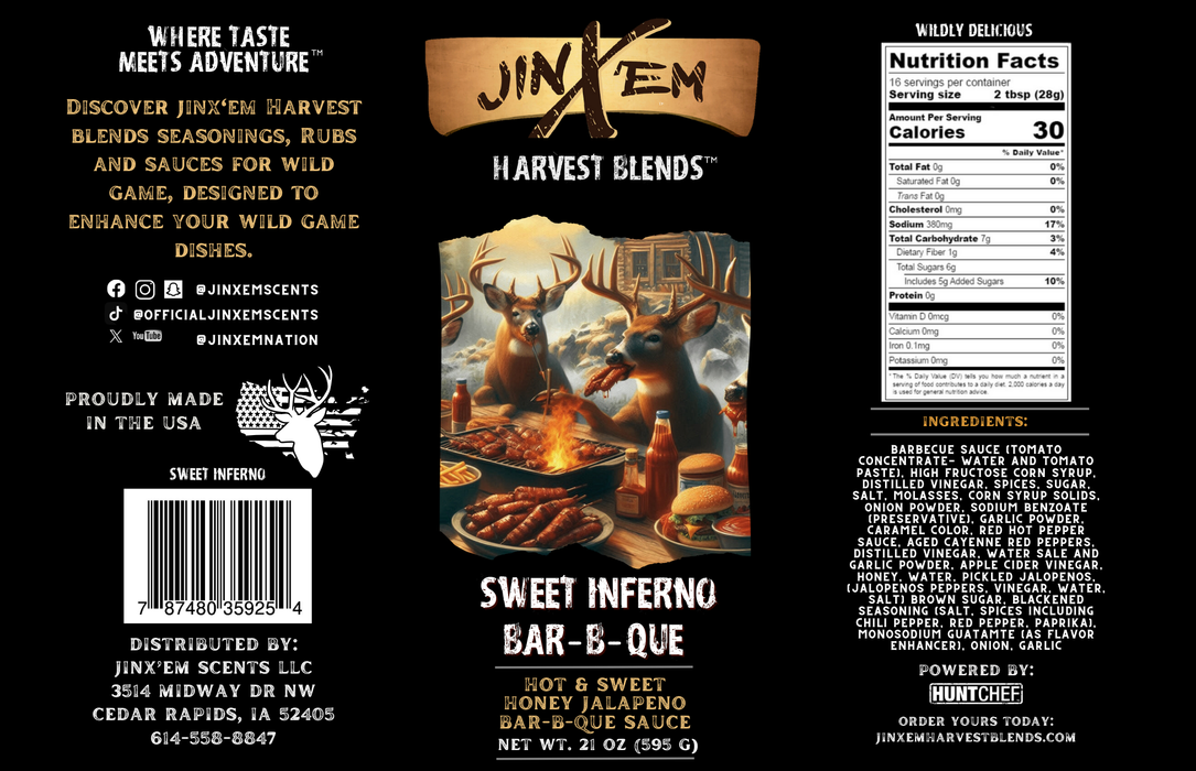 Jinx'em - Sweet Inferno - Hot & Sweet Honey Jalapeño BBQ Sauce