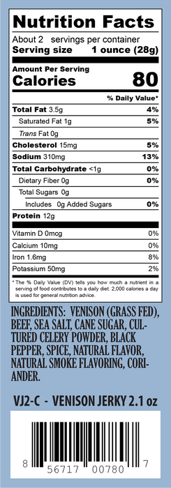 Pearson Ranch Jerky - Venison Jerky - 2.1oz Resealable Bag