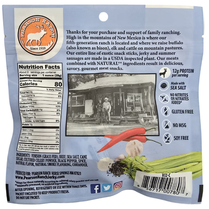Pearson Ranch Jerky - Venison Jerky - 2.1oz Resealable Bag