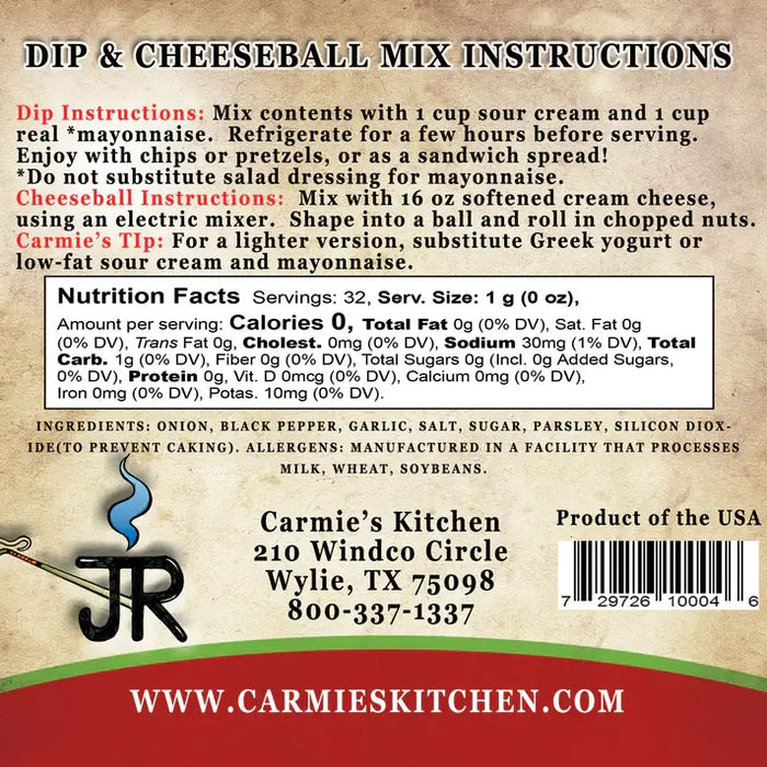 Carmie's Kitchen - Jr's Ranch Dip Mix