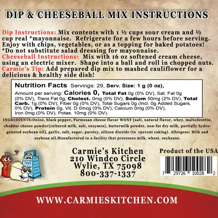 Carmie's Kitchen - Peppercorn Parmesan Dip Mix